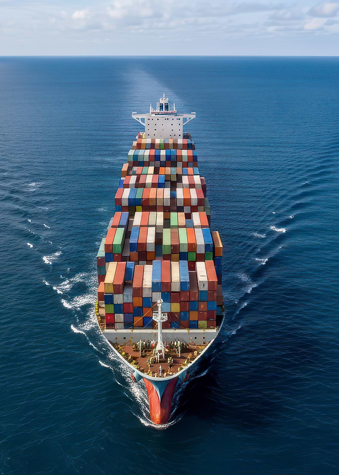 Cargo Ship on the Open Sea