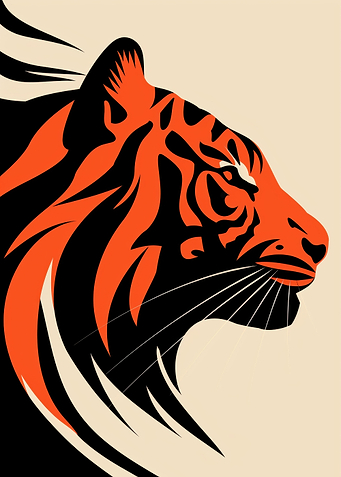Bold tiger vector portrait in red and black design