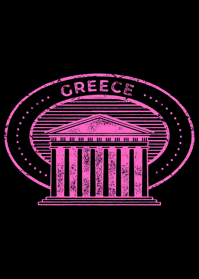 Greece Temple Pink Stamp