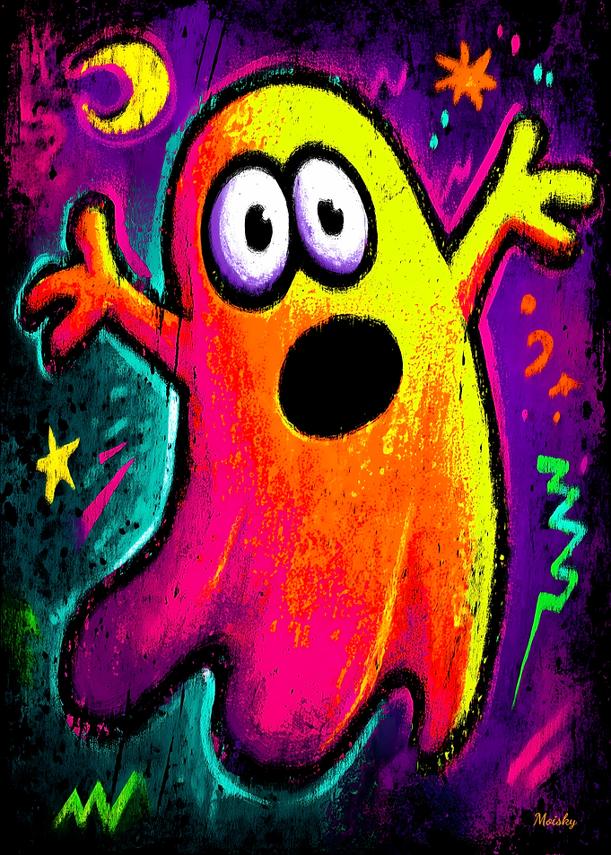 Neon Ghost – Cartoon Pop Art Monster