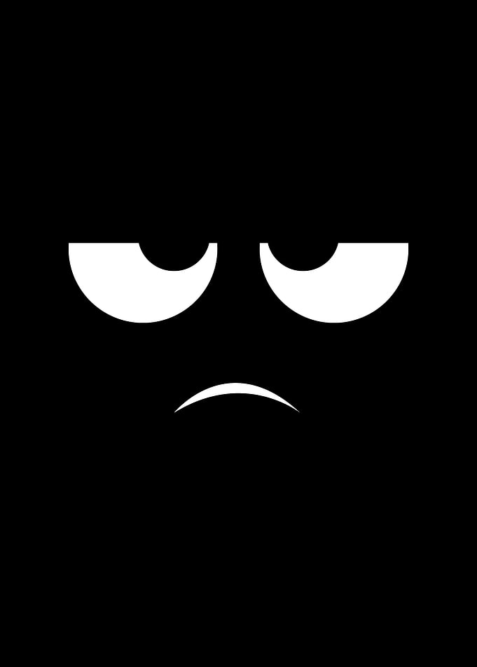 Grumpy Face Minimalist Black and White