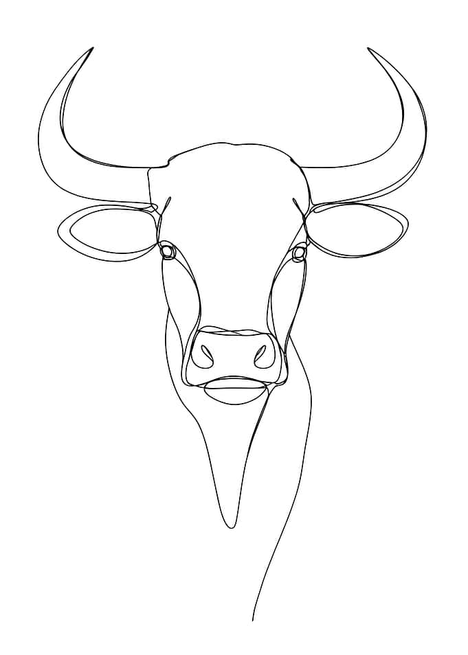 Minimalist Bull Line Art