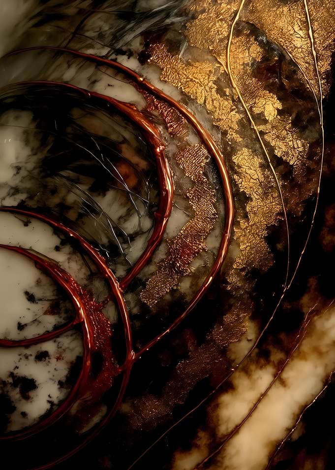 Abstract Porcelain #118 - Abstract Marble with Gold and Copper