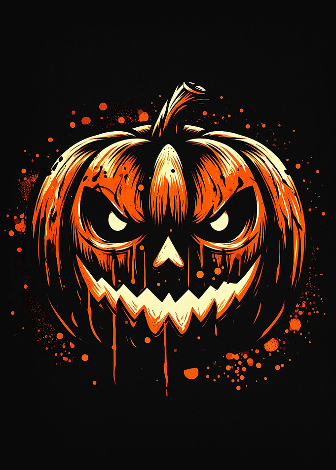 Scary Halloween Pumpkin Illustration