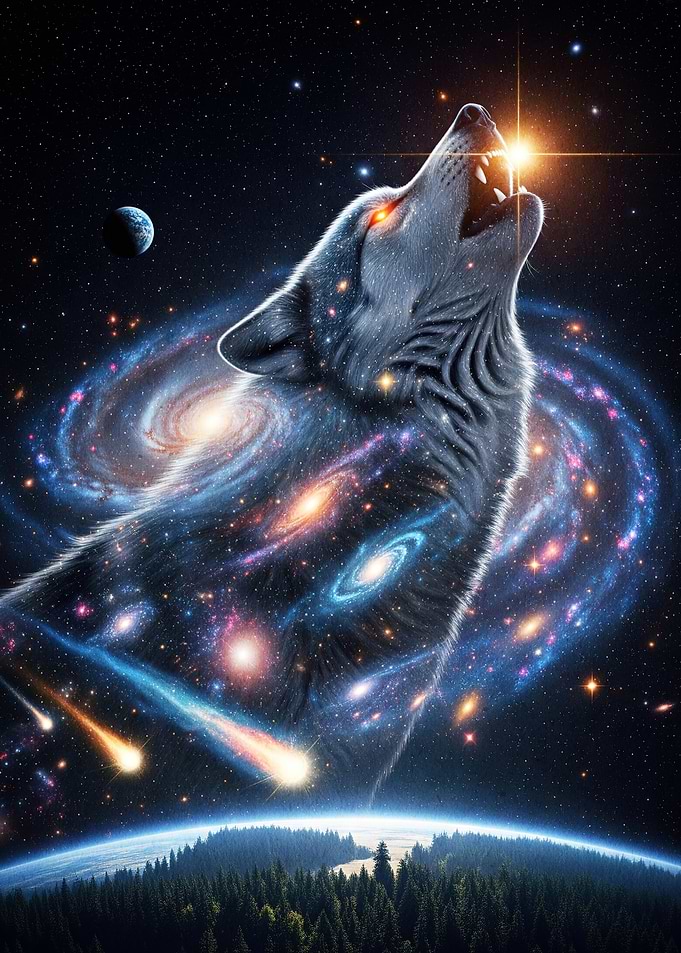 Cosmic Wolf Howling Universe