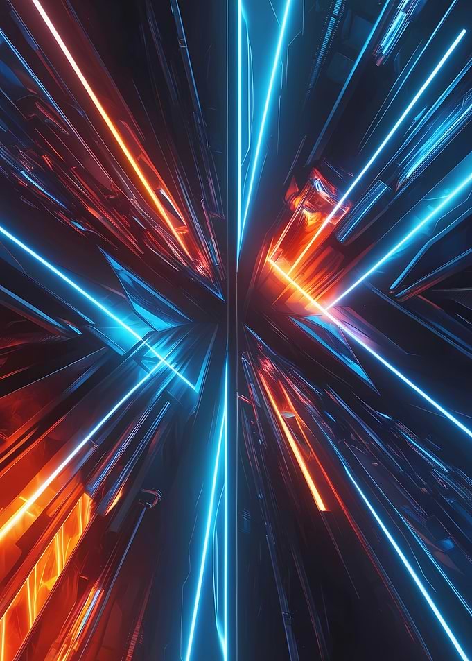 Abstract Neon Lines and Geometric Shapes