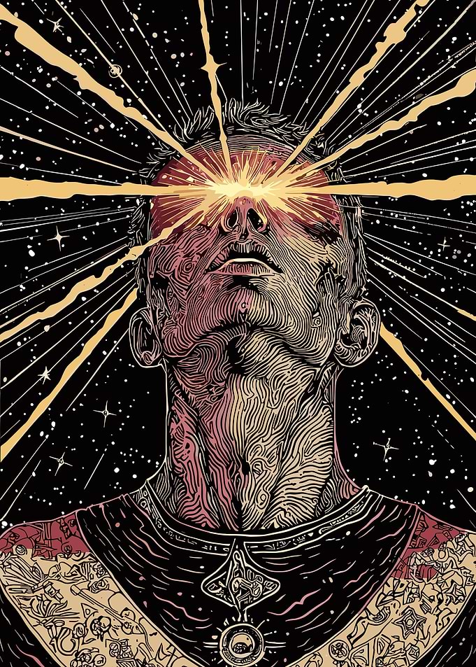Enlightened Man in Cosmic Space