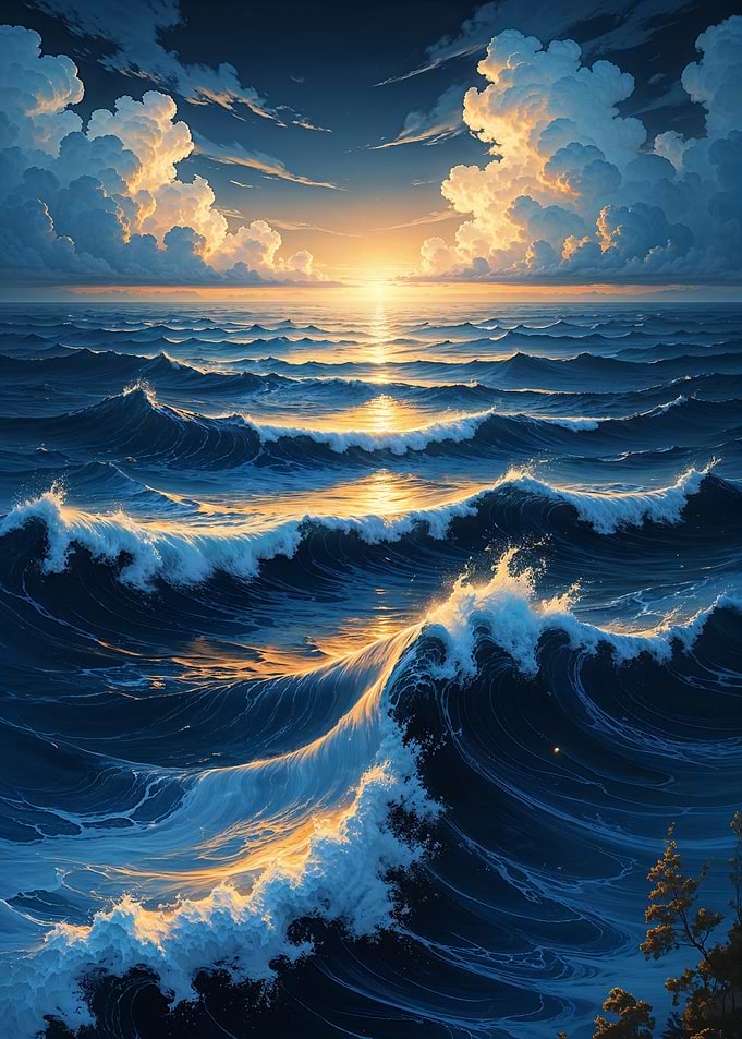 Golden Sunset Waves