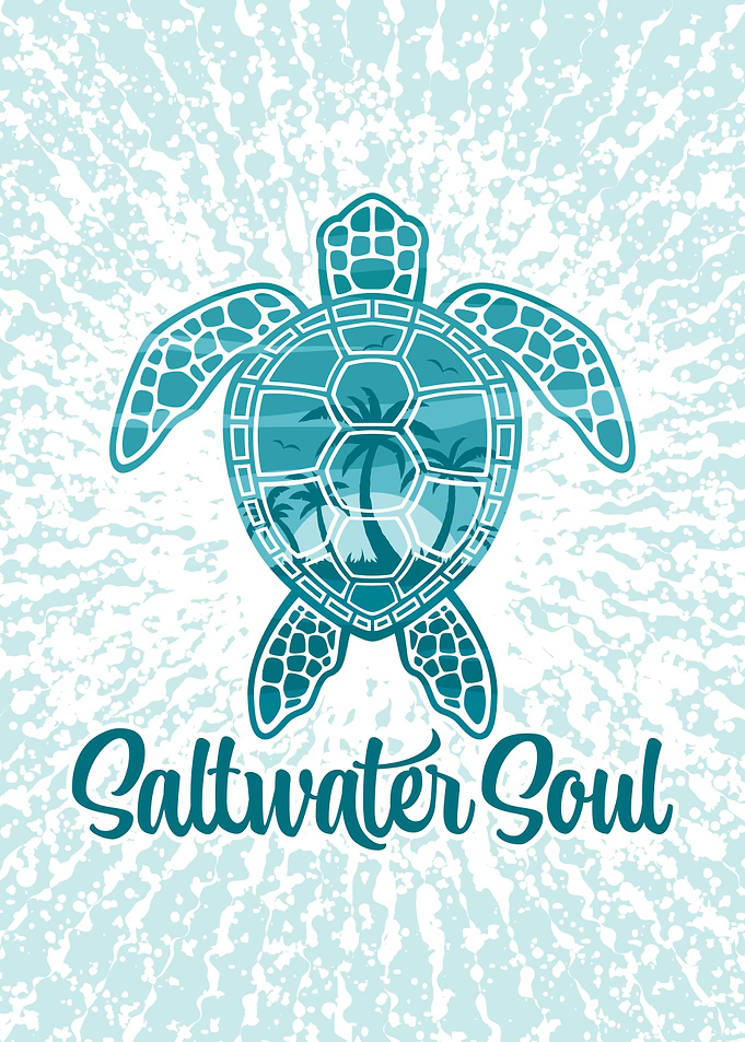 Saltwater Soul Tropical Sea Turtle with Palm Trees