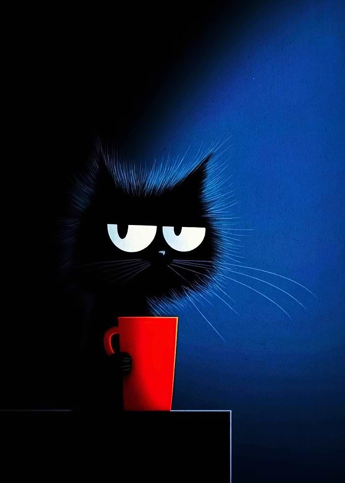 Grumpy Cat with Coffee Mug