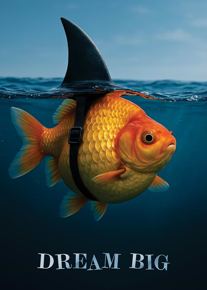 Goldfish with Shark Fin: Dream Big