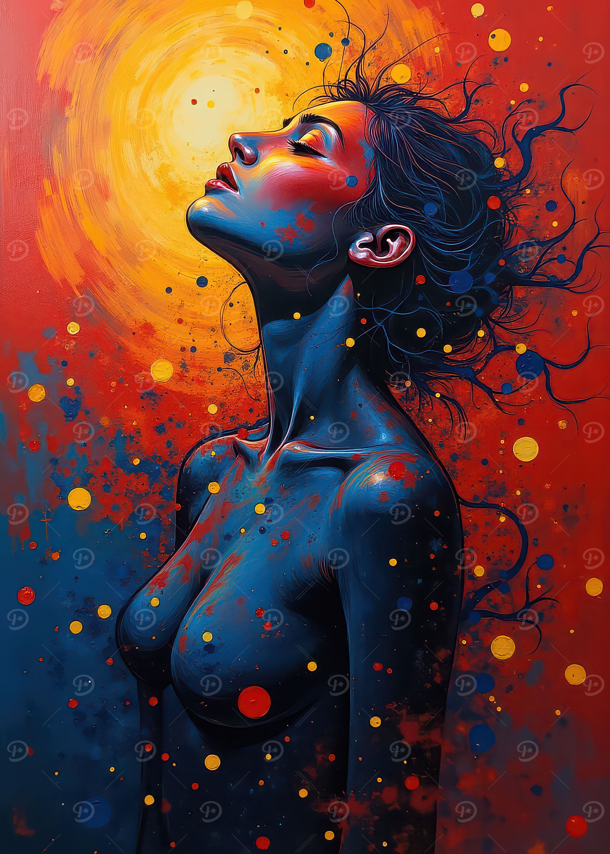 Abstract Woman with Colorful Splatters
