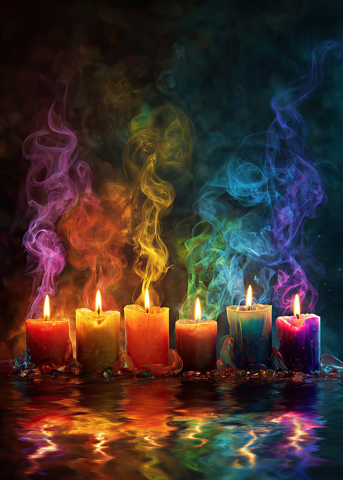 Rainbow Candles with Colored Smoke