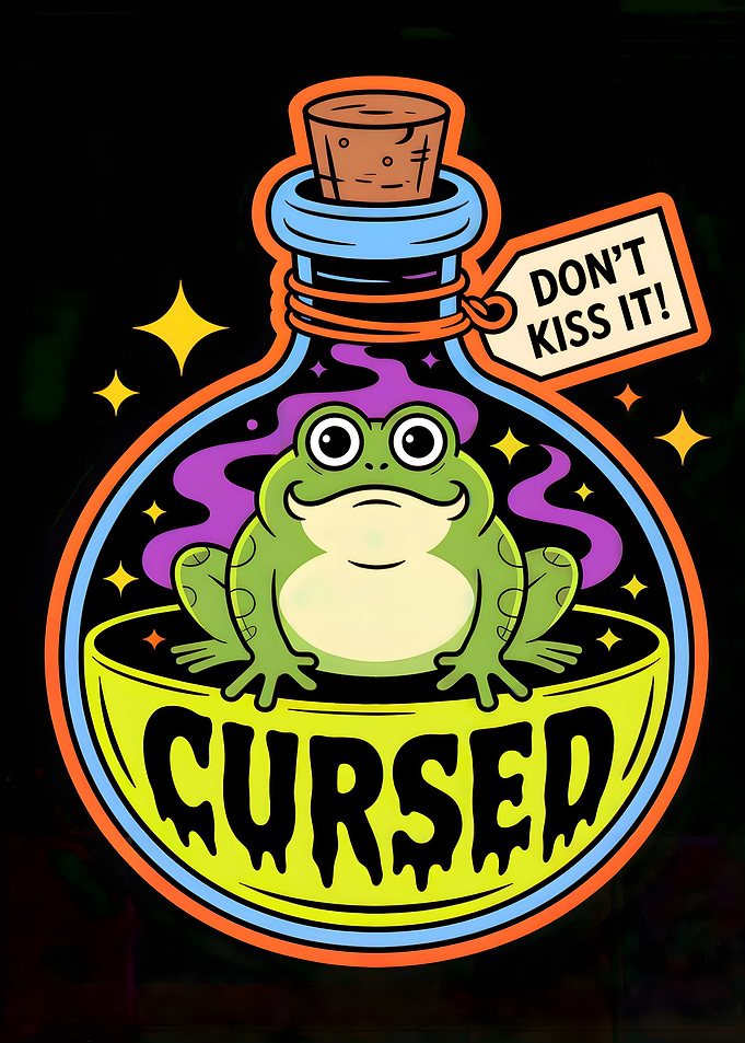 Cursed Frog Potion Cartoon Illustration