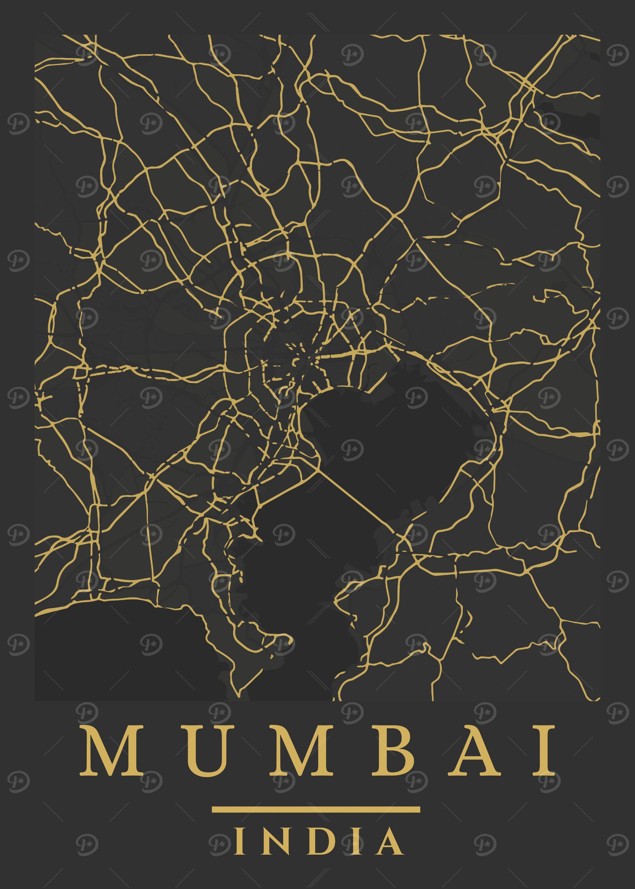 Mumbai India Map Art Print