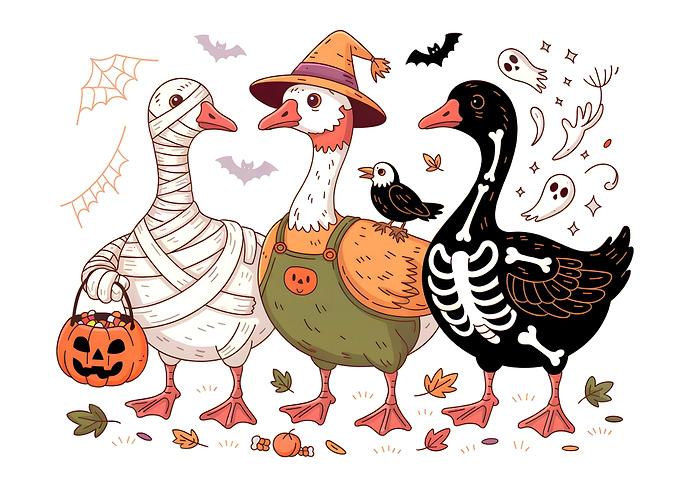 Halloween Geese in Costume Illustration