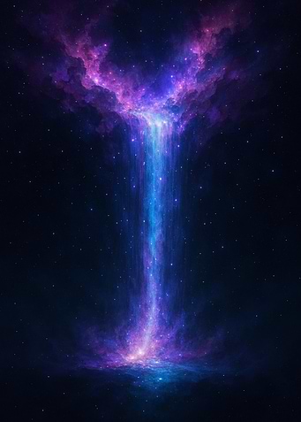 Cosmic Waterfall in Starry Space