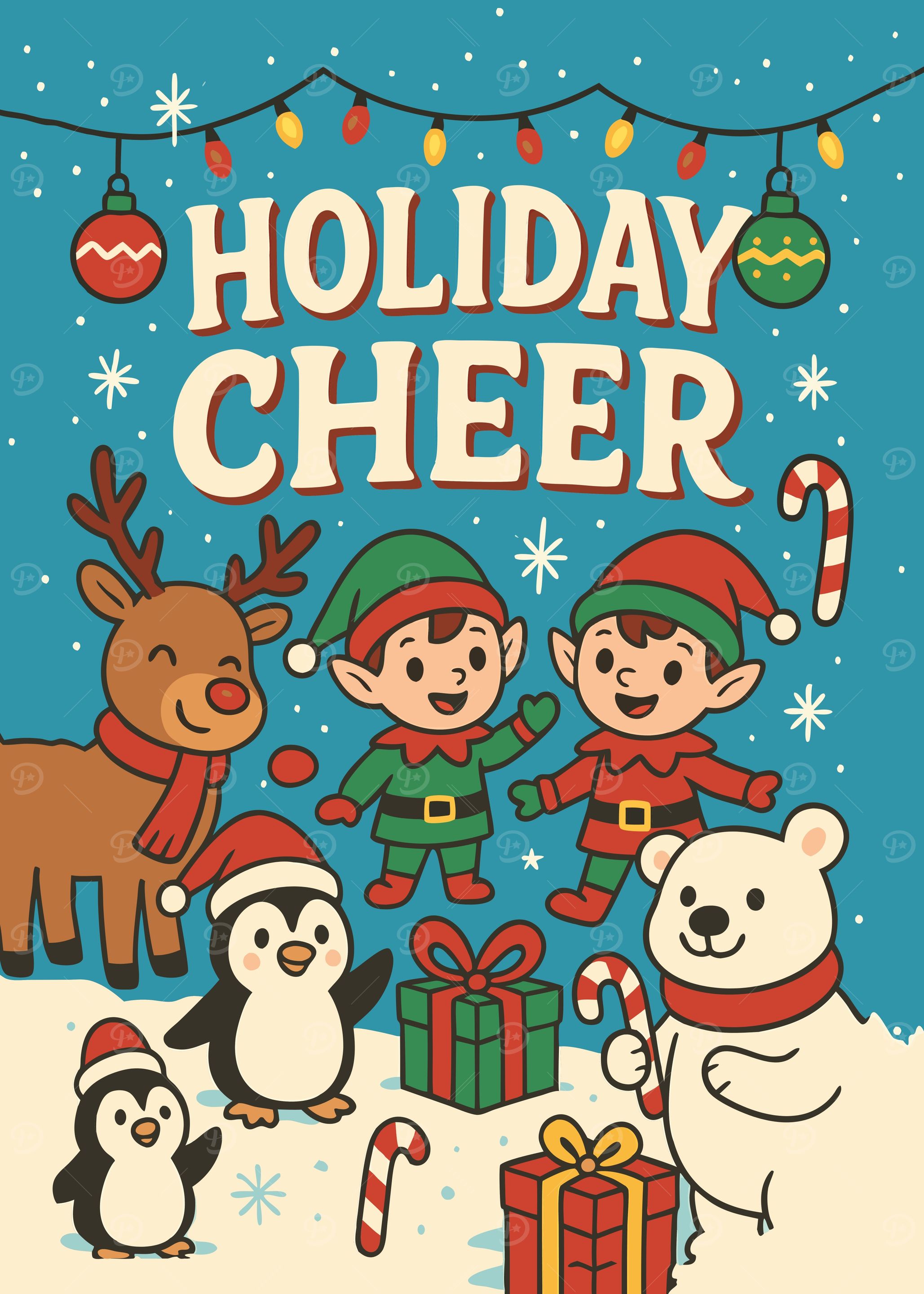 Holiday Cheer Cartoon Illustration