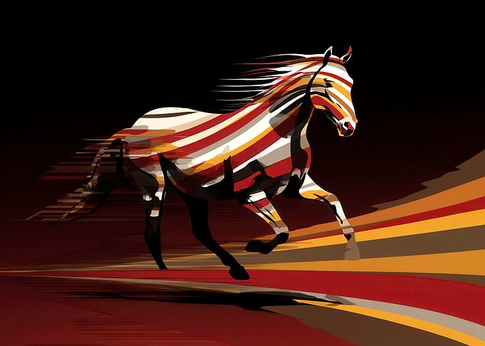 Abstract Striped Horse in Motion