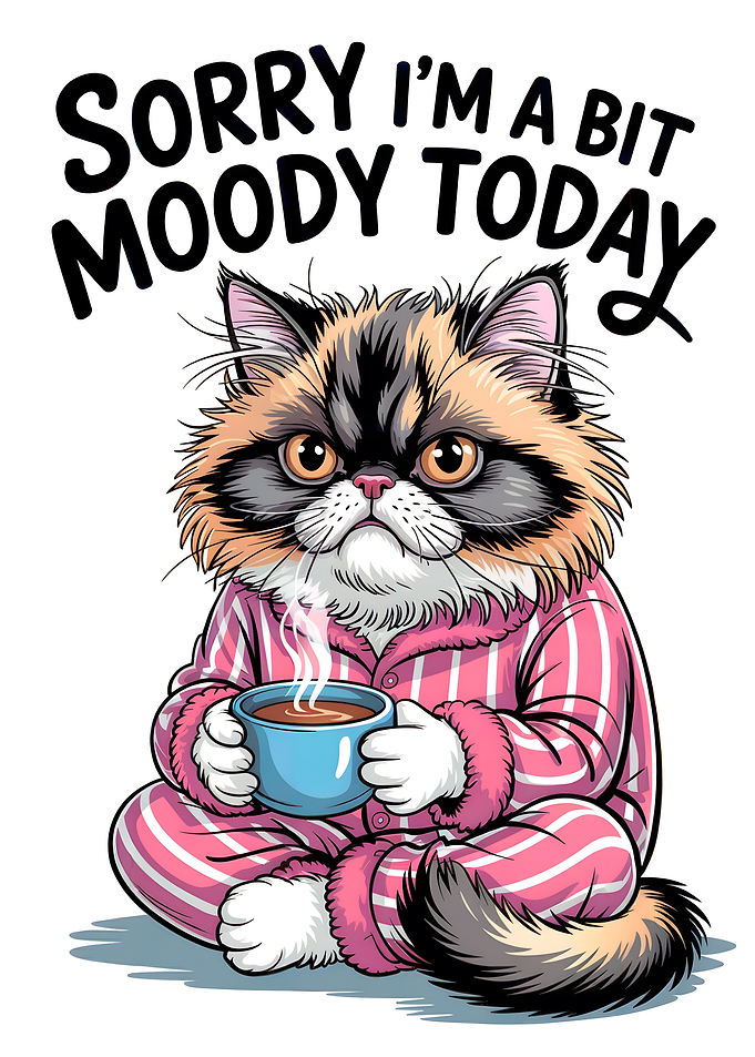 Moody Cat with Coffee
