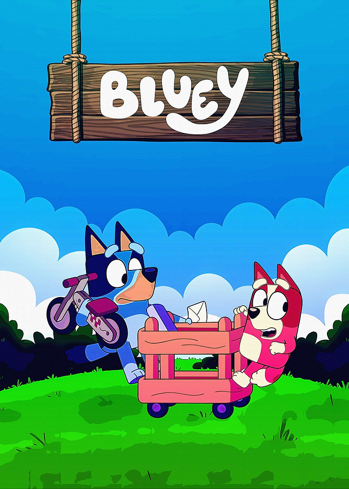 Bluey and Bingo Delivering Mail