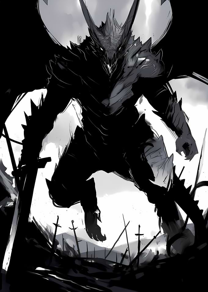Dark Dragon Knight in Monochrome