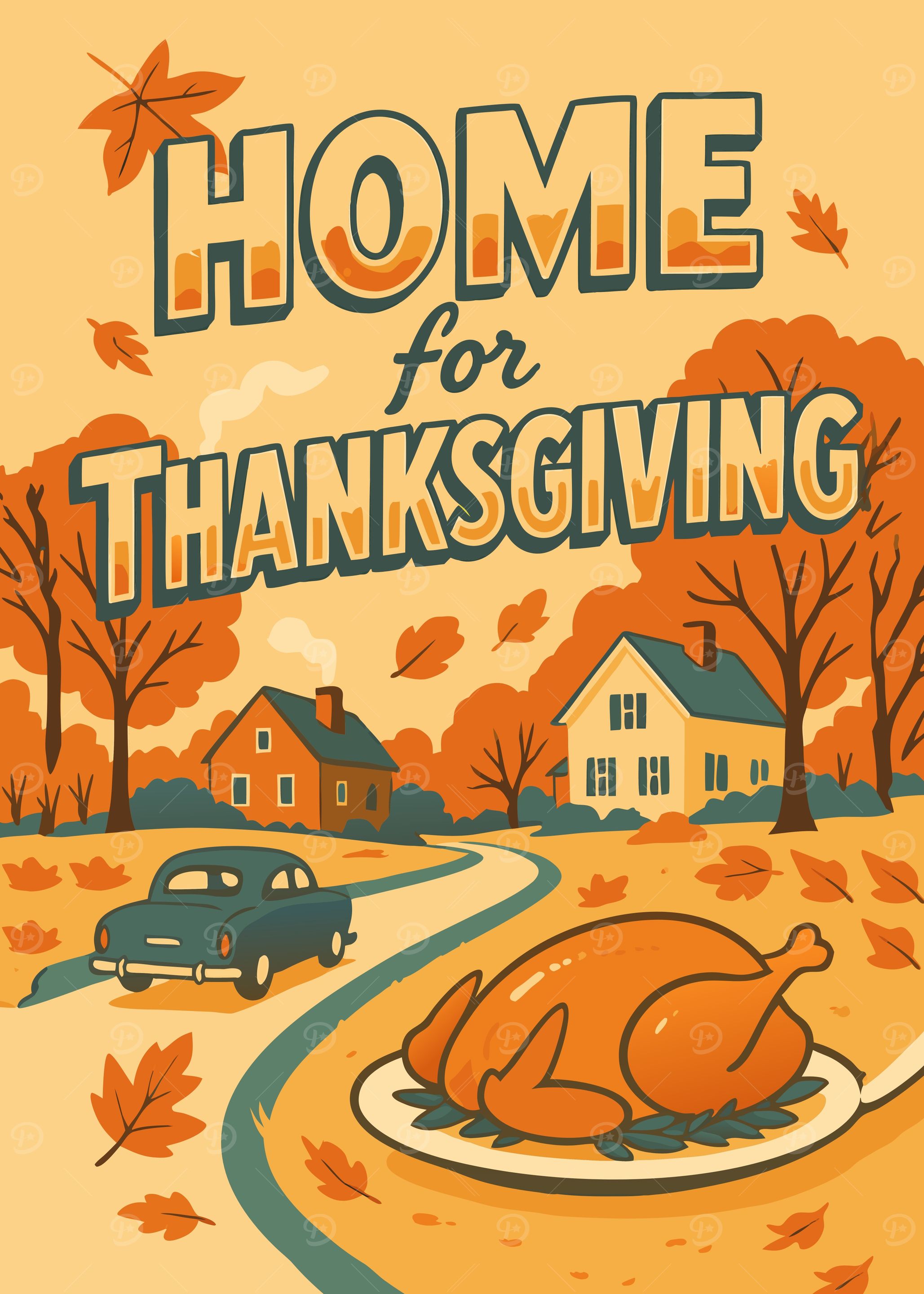 Home for Thanksgiving Illustration