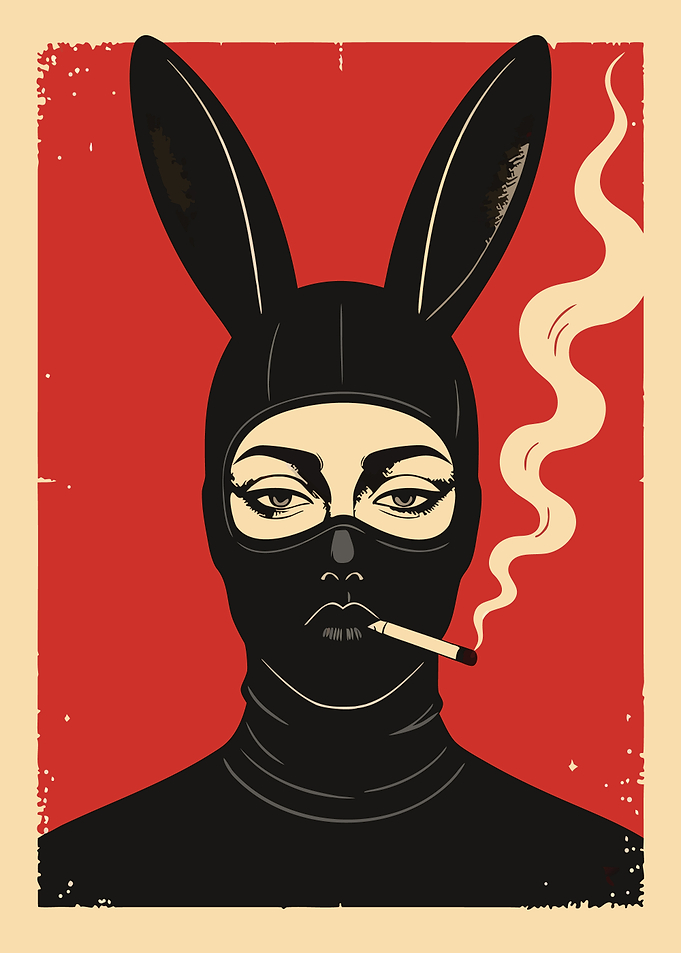 Smoking Bunny Masked Woman Poster