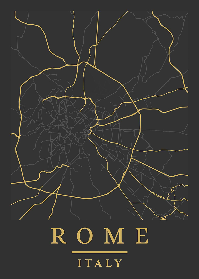 Rome Italy City Map Art