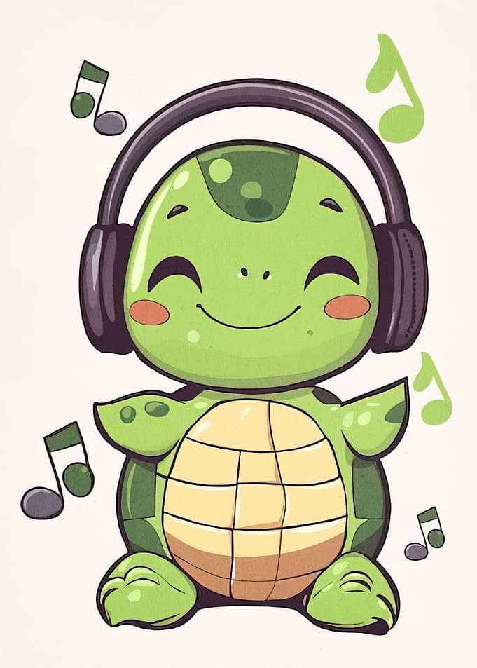 Turtle Headphones Music Notes
