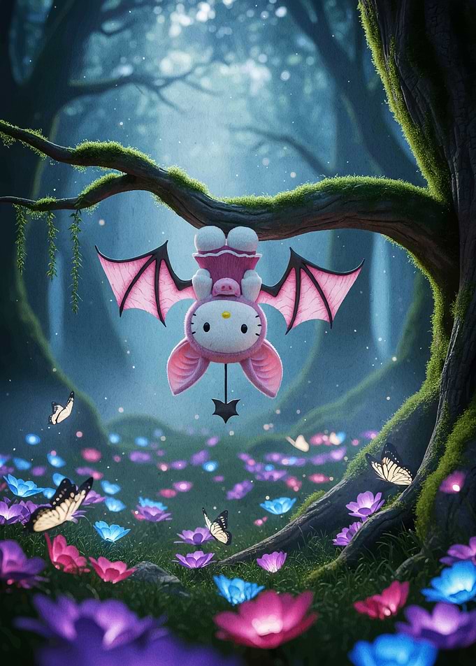 Bear Cute Bat Enchanted Forest