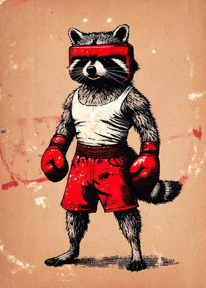 Raccoon Boxer Illustration