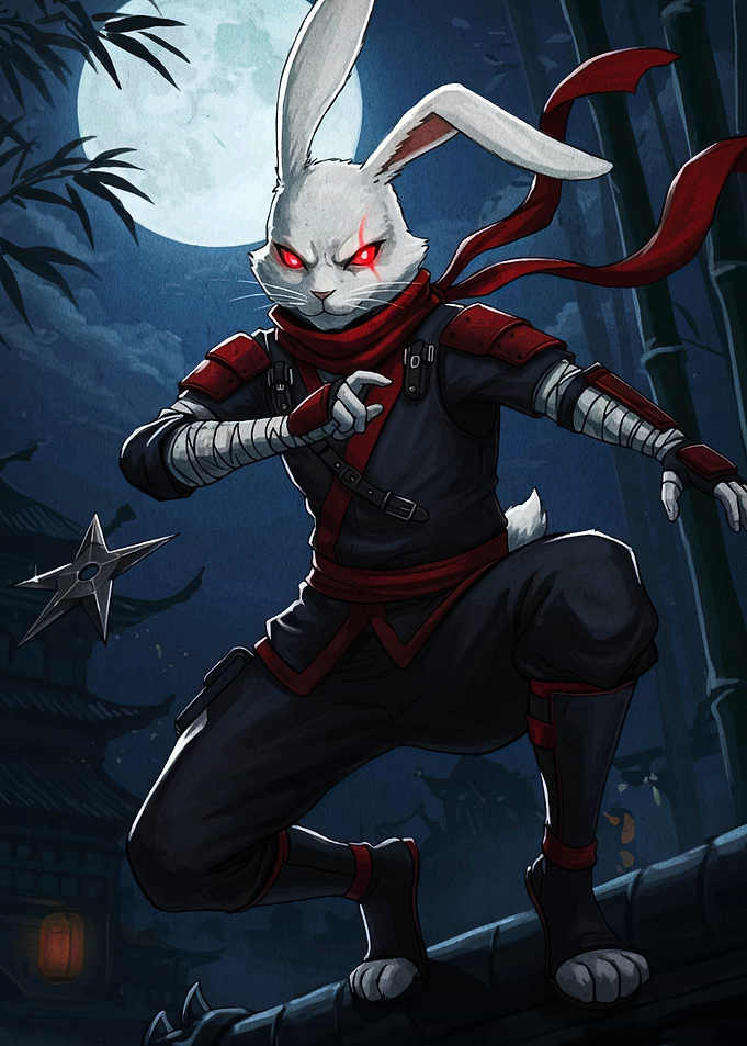 Ninja Rabbit Warrior in the Night