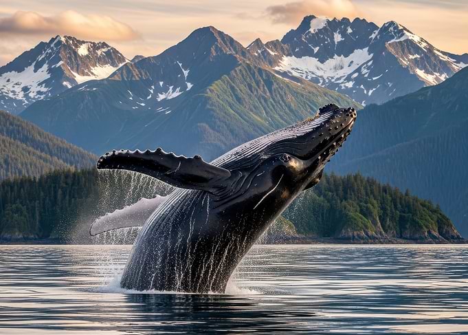 Humpback Whale Breaching in Alaska