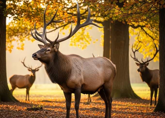 Elk in Autumn Forest