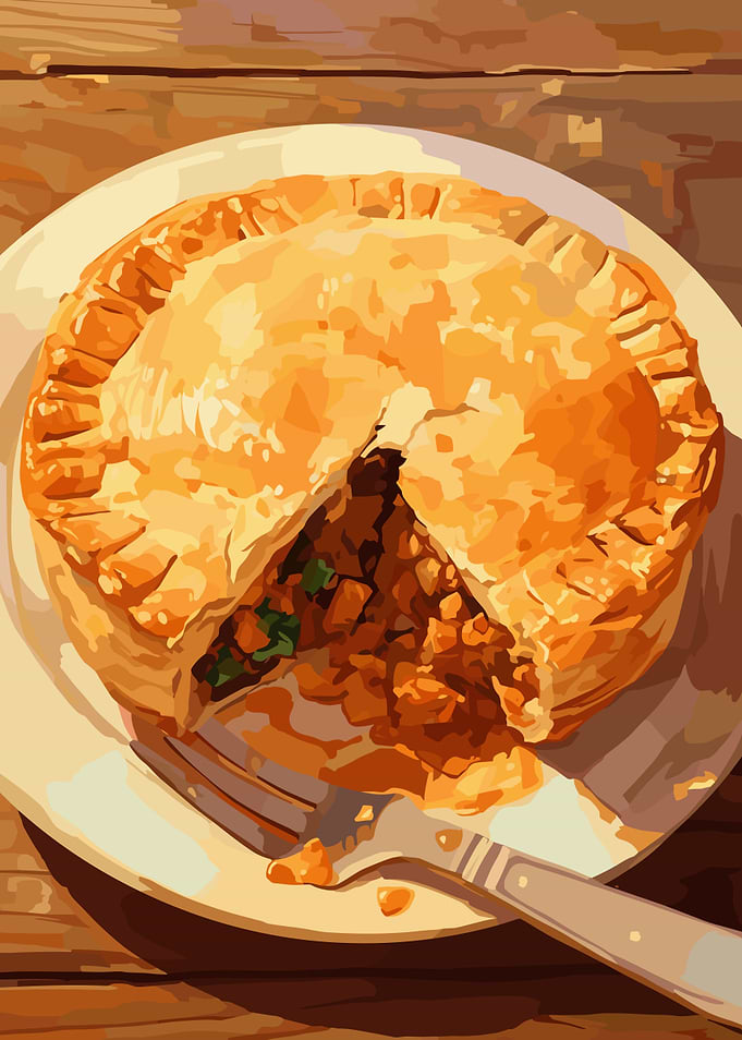 Savory Pie with Fork on Plate