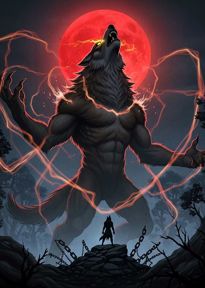 Werewolf howling moon