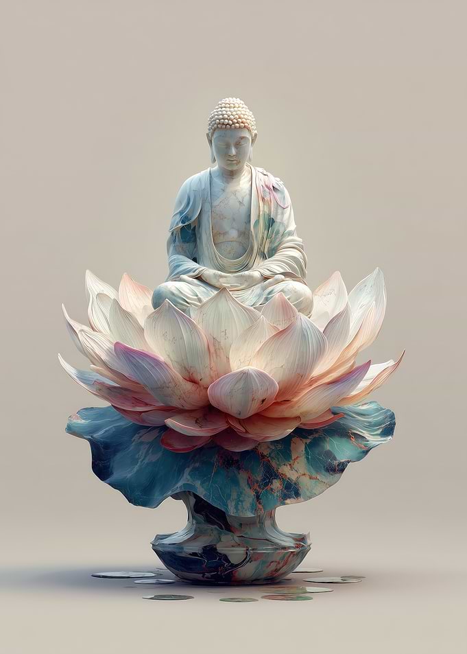 Buddha Statue on Lotus Flower
