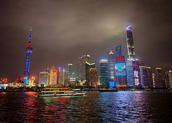 Electric Dreams - Futuristic Shanghai Skyline, A Cyberpunk Vision