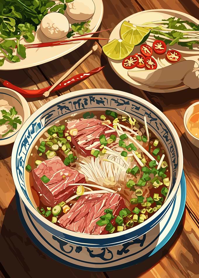 Delicious Pho Soup Illustration