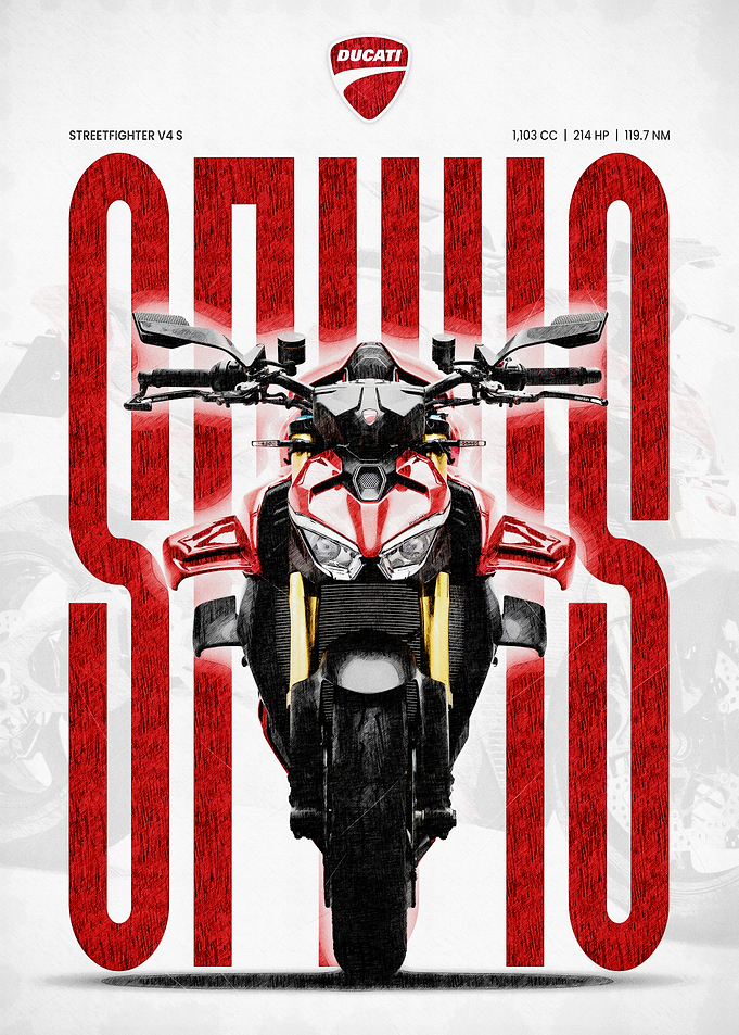 Ducati Streetfighter V4 S 2025 Motorcycle Front Sketch