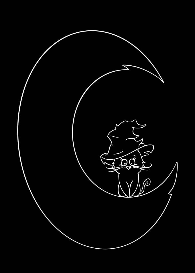 Cat Witch on the Moon