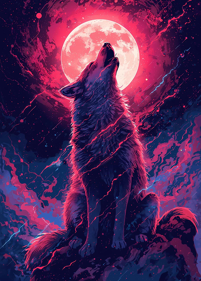 Wolf Howling at the Moon