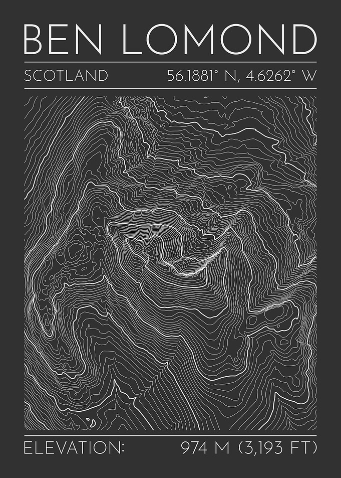 Ben Lomond Scotland Topographic Contour Map