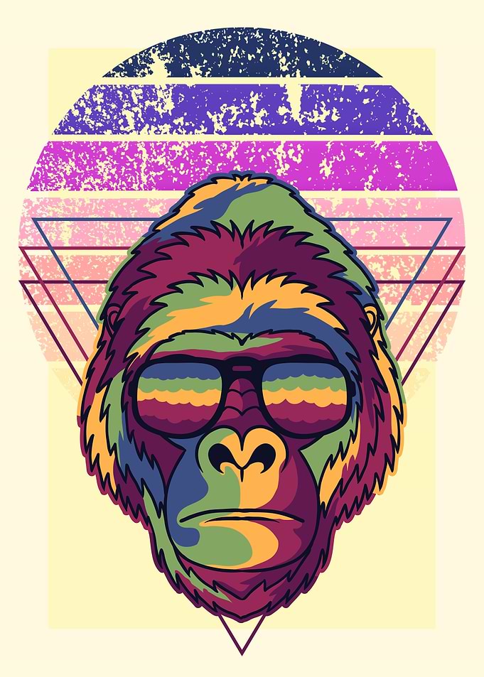 Cool Gorilla with Sunglasses Retro Art