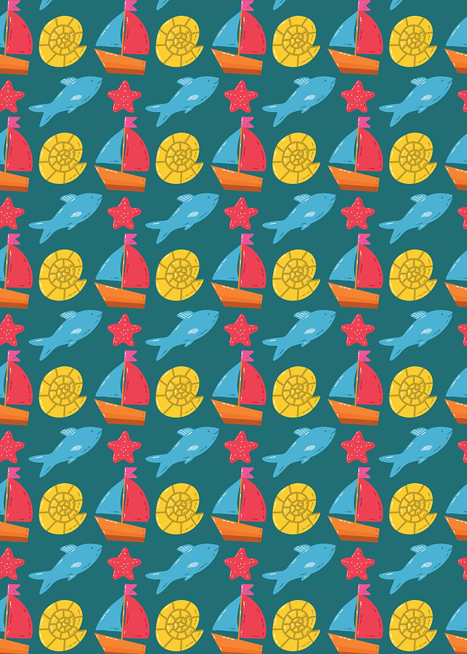 Nautical Pattern with Sea Elements