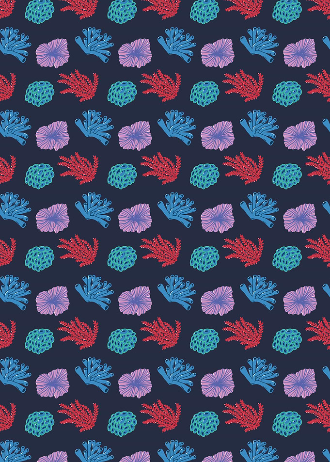 Coral Reef Pattern on Dark Background
