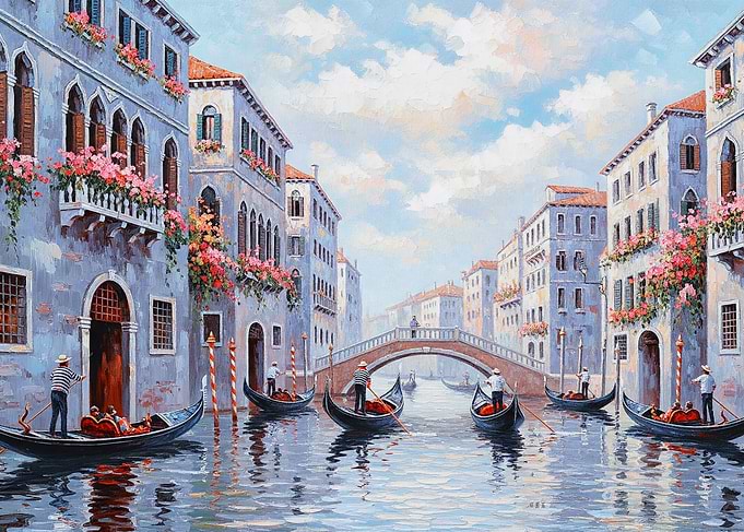 Venice Canal Gondolas Painting