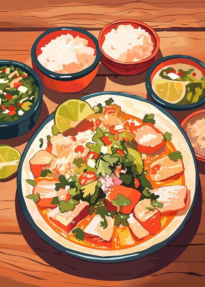 Delicious Seafood Dish with Rice and Salsa