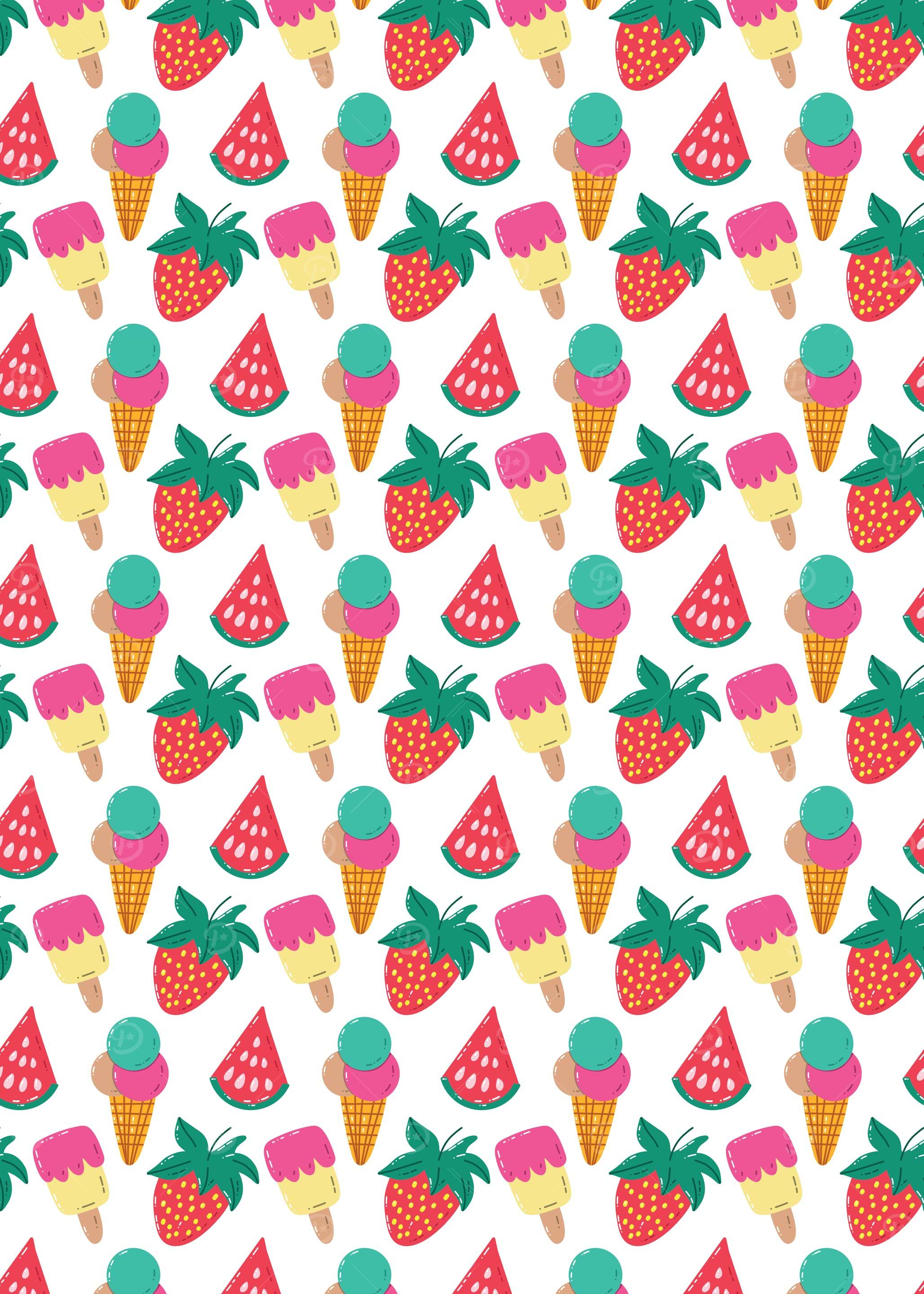 Summer Fruits and Ice Cream Pattern